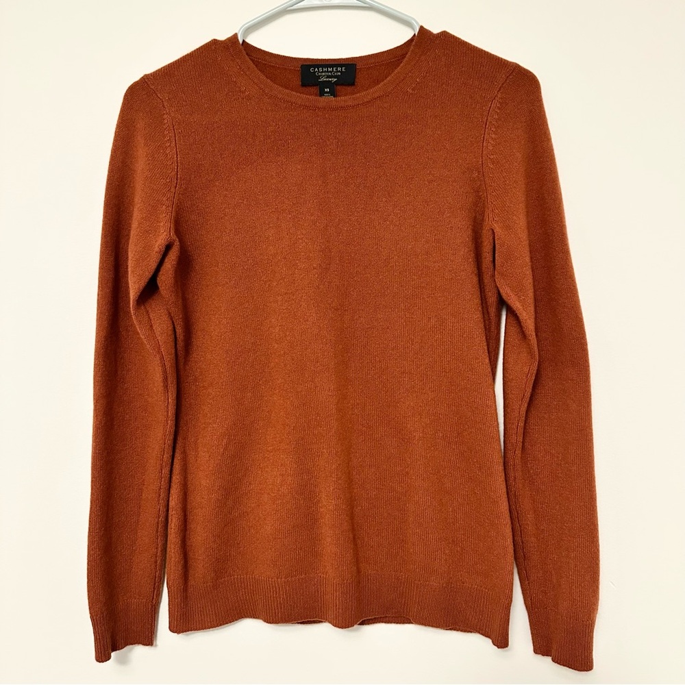 Charter Club Luxury 100% Cashmere Sweater Table Crewneck Bronze Pecan Women's XS